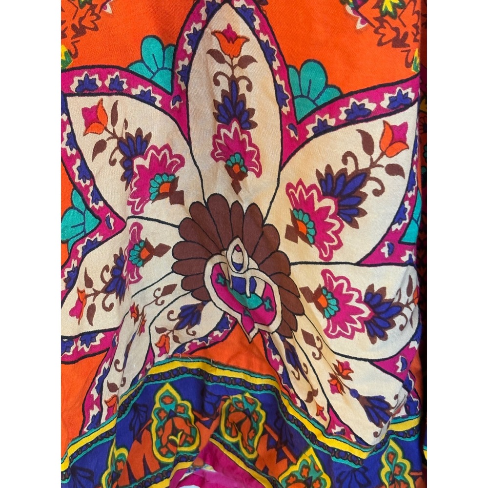 Soft Surroundings Maxi Skirt Pink Orange Paisley Floral Tassel Boho L Large - Picture 4 of 8
